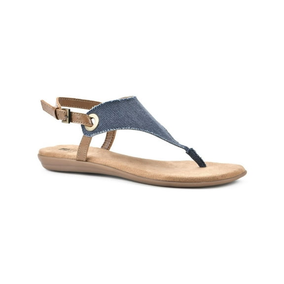 White Mountain Womens London Denim Thong Flat Sandals