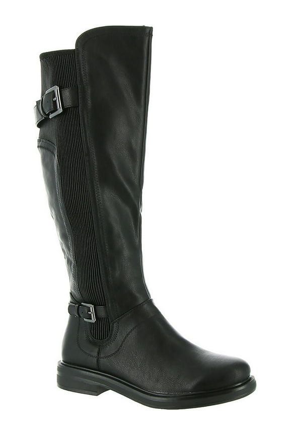 Womens MEDITATE Faux Leather Block Heel Knee-High Boots