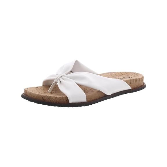 White Mountain Womens Malanga Faux Leather Criss-Cross Slide Sandals