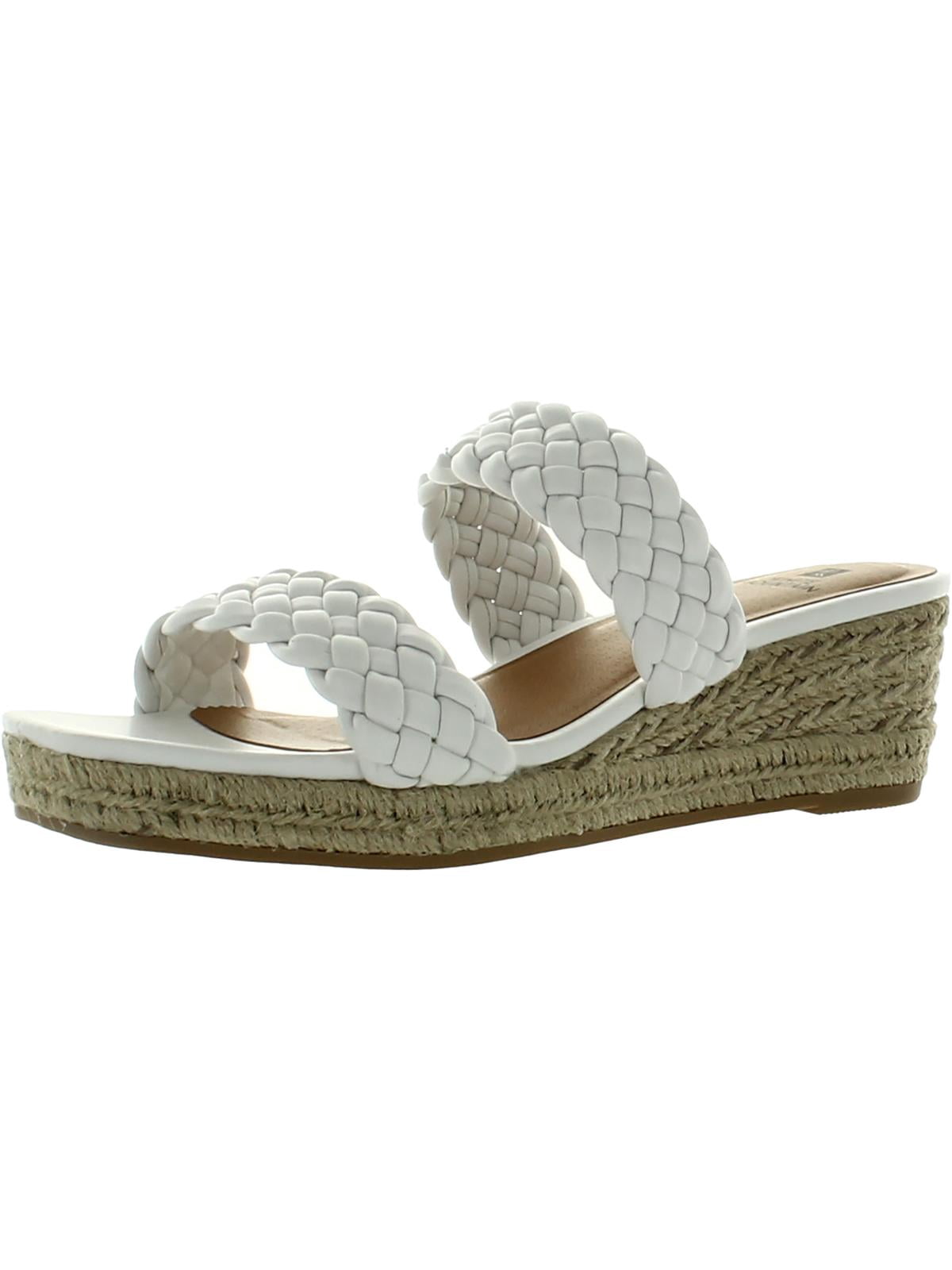 White Mountain Womens Salvadora Faux Leather Braided Wedge Sandals