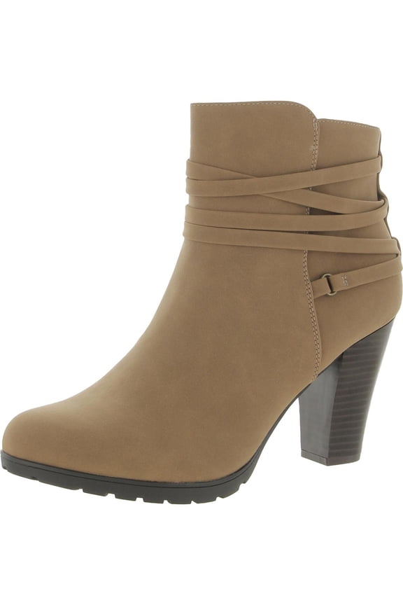 Womens Spade Faux Leather Almond Toe Ankle Boots