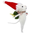 thumbnail image 1 of White Mouse Christmas Tree Ornament - Wool Mouse Holding Present, 1 of 4