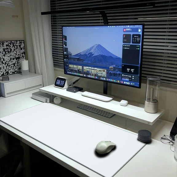 White Mouse Pad Extended Large Gaming Mousepad XL Big Long Oversized Desk Mat Stitched Edges 31.5 X 11.8 Inch for Home Office