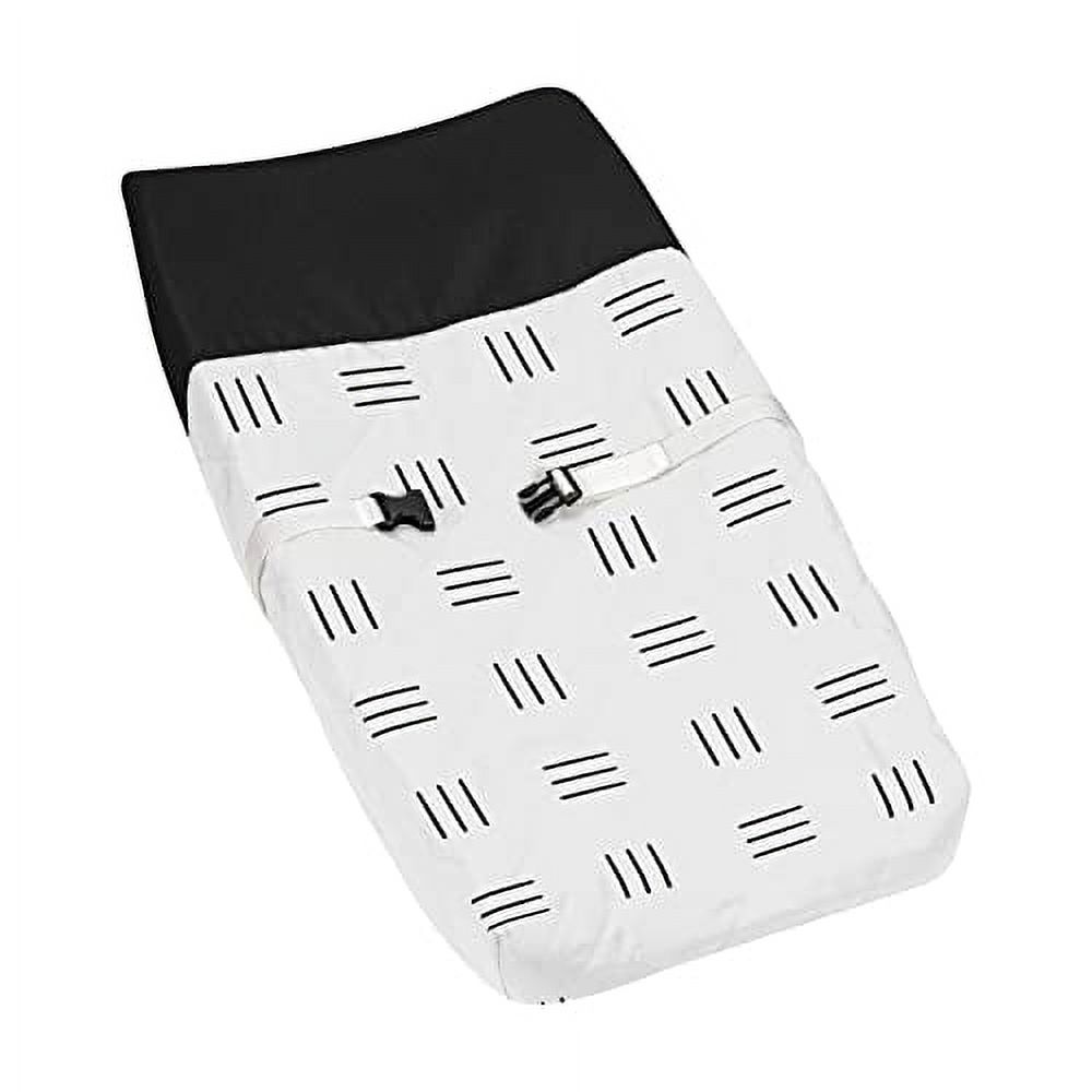 White Mudcloth Boy Or Girl Baby Nursery Changing Pad Cover Black And