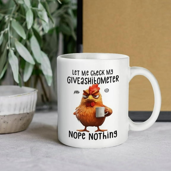 White Mug Funny Coffee Mug, Let Me Check My Giveashitometer Nope Nothing, Fun Gifts For Coworkers, Friends, Family, Gift for Animal Lovers, 11oz