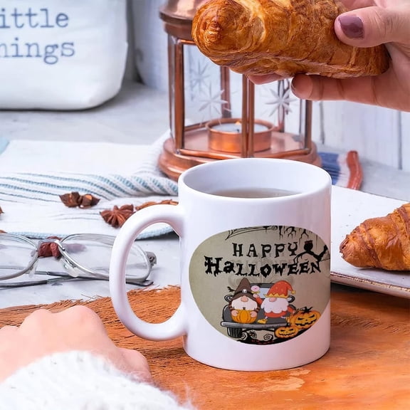 White Mug Happy Halloween Pumpkins Night Ceramic Cup Pumpkins Yellow Coffee Mug Mockup Ceramic Coffee Mug Mock Coworker Gift for Women and Men 11oz