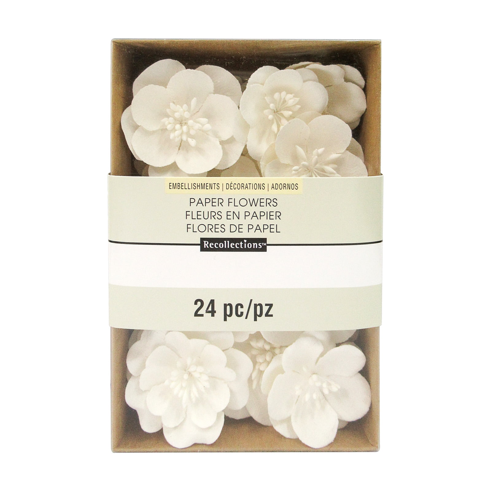 White Mulberry Paper Flower Embellishments by Recollections