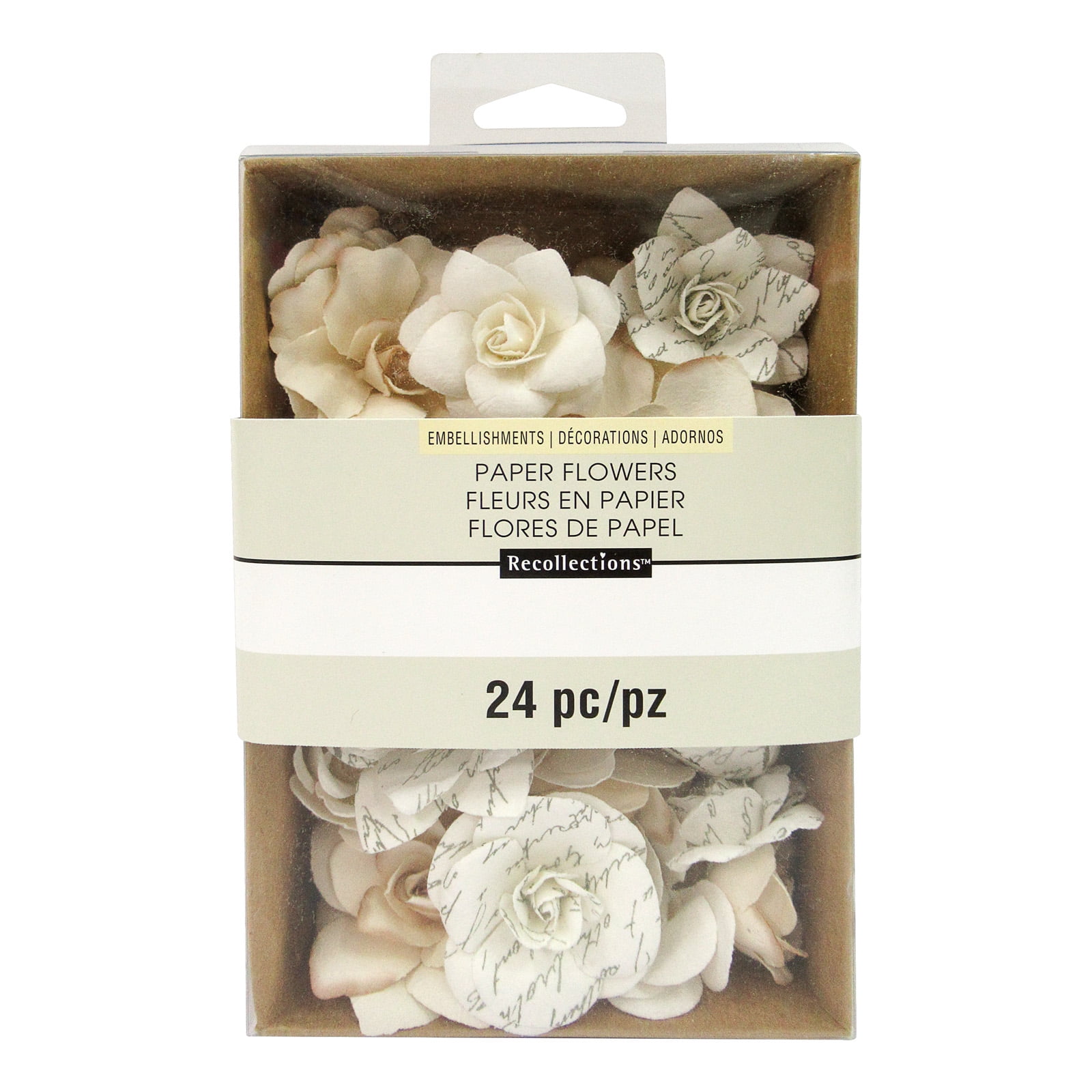 White Mulberry Printed Paper Flower Embellishments by Recollections