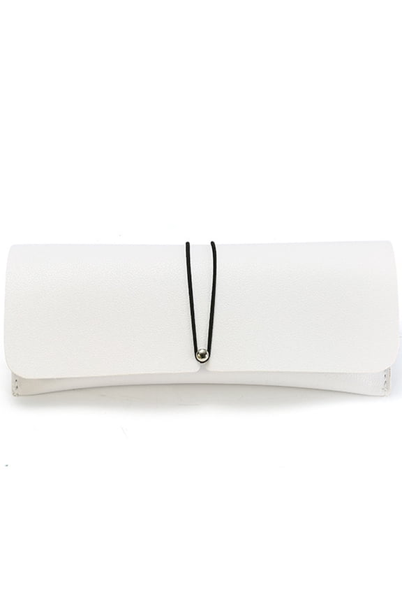White Multi Color Glasses Case Slim Glasses Case Womens Aviator Sunglasses PU Portable PU Leather Eye Glass Case, Squeeze Top Sunglass Pouch for Women Men One Size