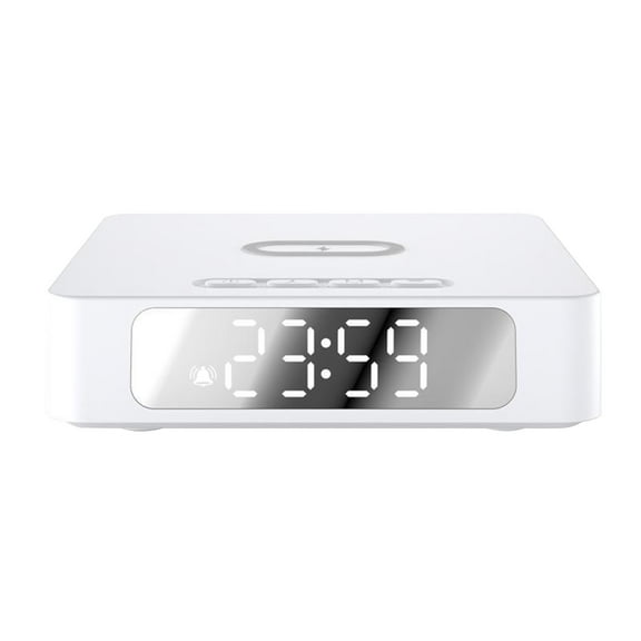 White Multi Functional Clock Wireless Charging 15W Wireless Charging Alarm Clock Suitable For Ios Android Wireless Chargers Digital Clock Charging Station White 4.72 X 4.72 Inches