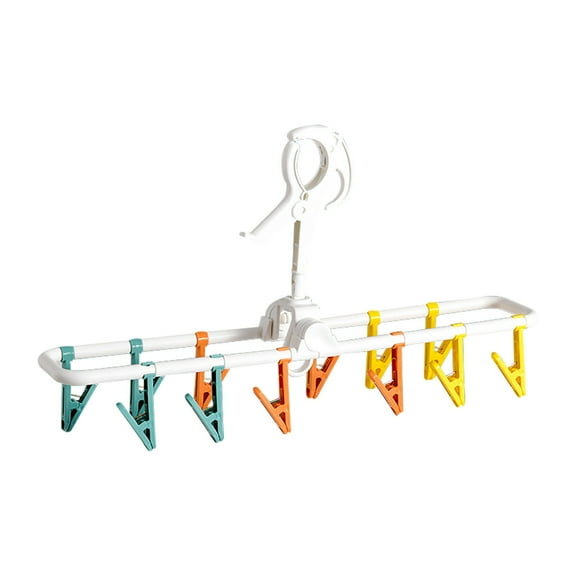 White Multi Functional Clothes Hanger Drying Clip Windproof Clothes Hanger Sock Clip Travel Foldable Clothes Hanger Clip Plastic Material White Color For Laundry Use