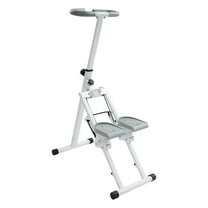 White Multi-Functional Home Fitness Stair Stepper, 220 Lbs Vertical Climber Workout Machine, Foldable Mountain Climber with Counter,Adjustable Pedals&Handlebar