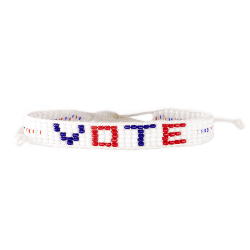 UBUNTU LIFE White / Multi Red and Blue VOTE Woven Bracelet