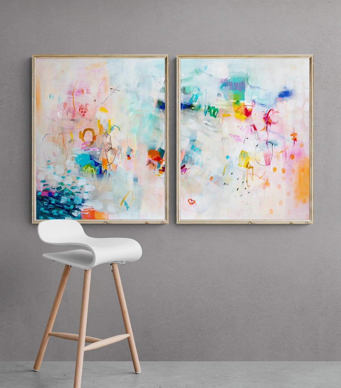 White Multicolor Abstract Prints Set, Decor - Walmart.com