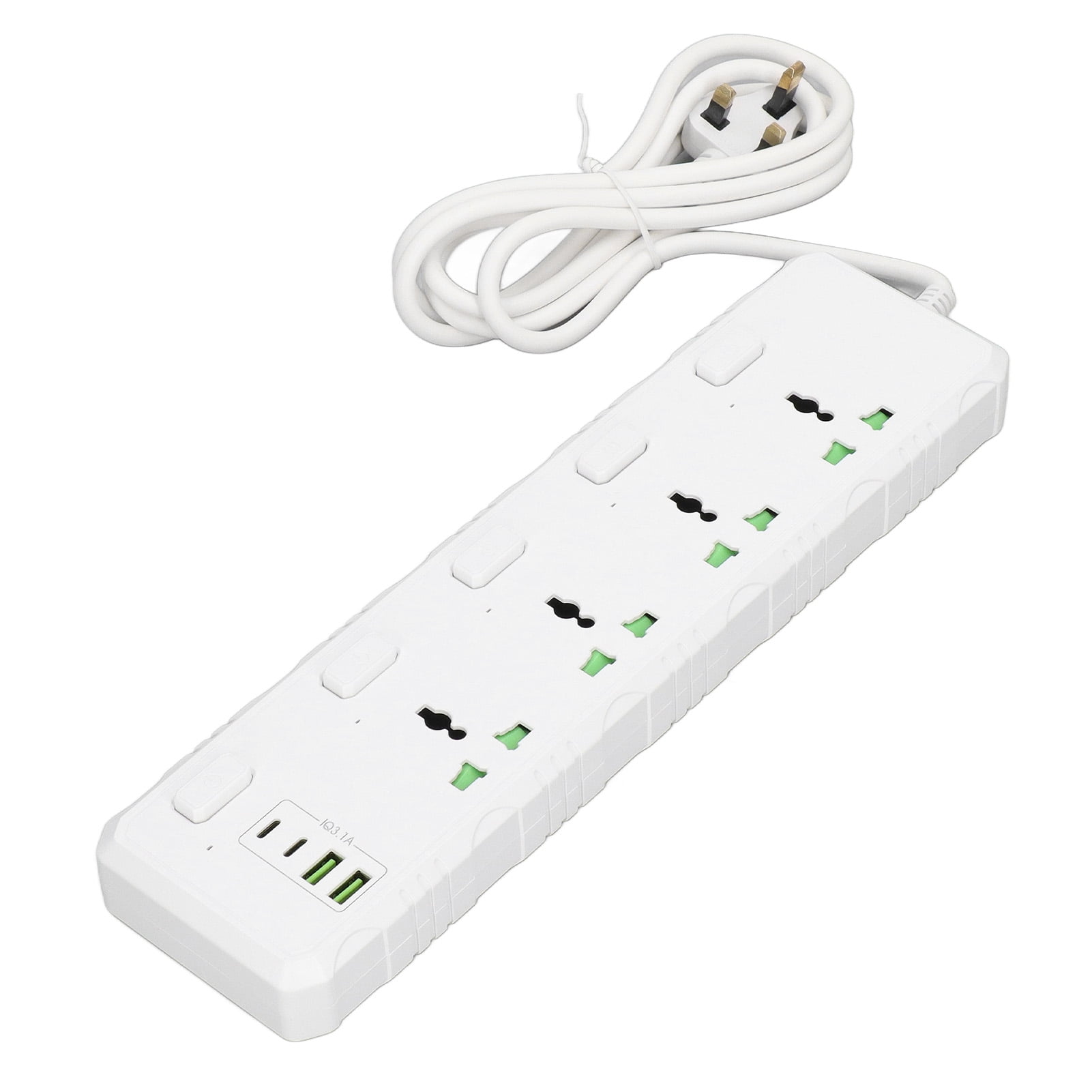 White Multifunctional Power Strip High Electrical Conductivity 2 USB