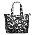thumbnail image 1 of White Mushroom Silhouette Black Pattern Travel Tote Bags for Women Carry On,Large Weekender Bags for Women Travel,Multi Functional Duffle Bag for Work,Shopping,Sports, 1 of 5