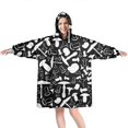 thumbnail image 1 of White Mushroom Silhouette Black Pattern Wearable Oversized Blanket,Wearable Blanket Hoodie for Adults,Cozy Hooded Blankets with Super Pockets,Super Warm Fuzzy Pullover for Women & Men, 1 of 6
