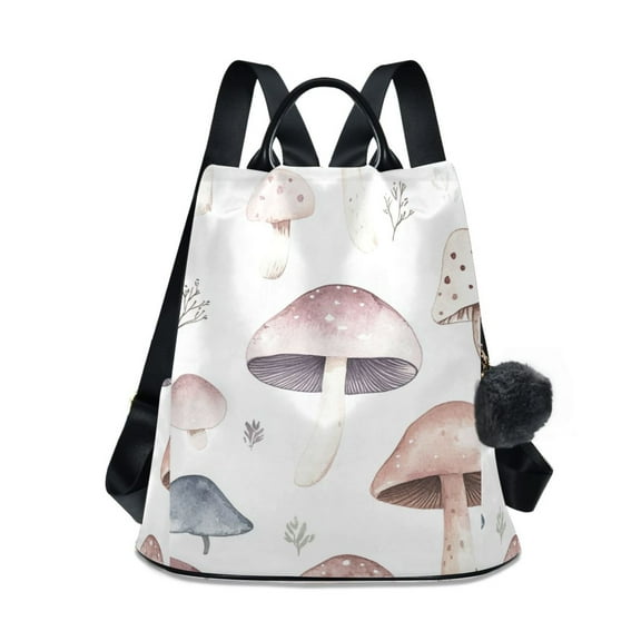 White Mushrooms Travel Laptops Backpack for Women Anti-theft Casual Work Bag Daypack Lightweight Laptop Bag