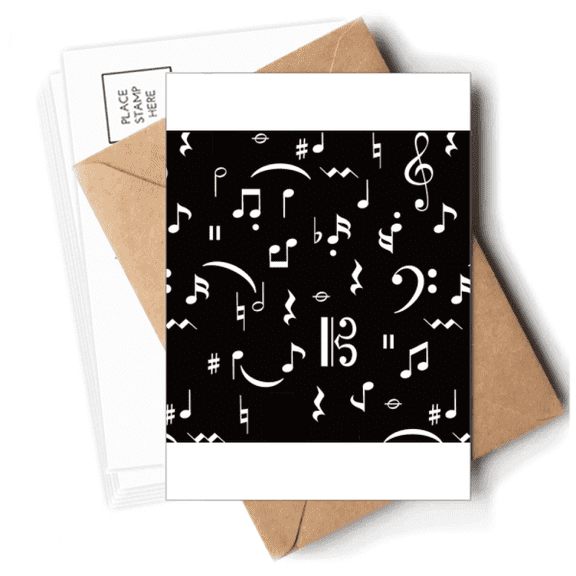 White Music Bar And Notes Black Postcards Envelopes Blank Note Cards Mailing
