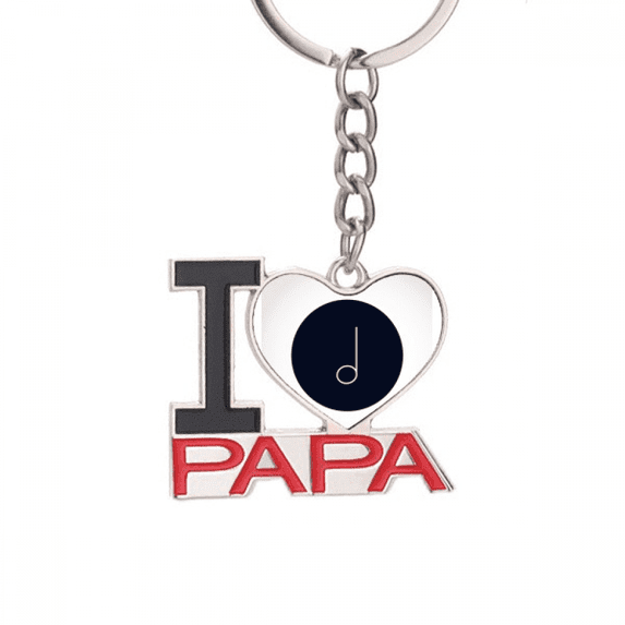 White Music Mim Notes Black Keychain Metal Keyring Holder Love PAPA Father