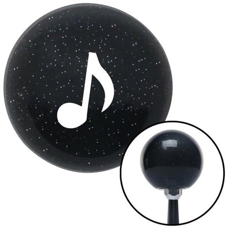 White Music Note Black Metal Flake Shift Knob with M16 x 1.5 Insert Shifter Auto