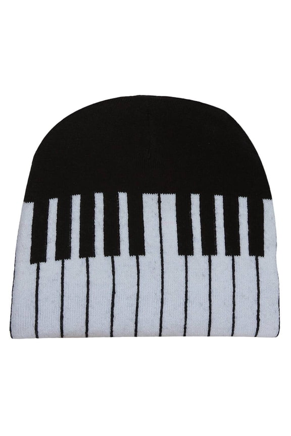 White Music Piano Keyboard Beanie Ski Hat Cap