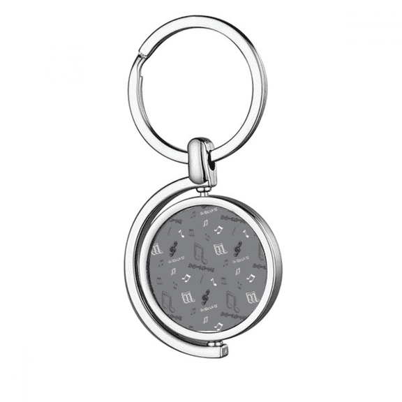 White Music Solfege Notes Rotating Keychain Metal Keyring Holder