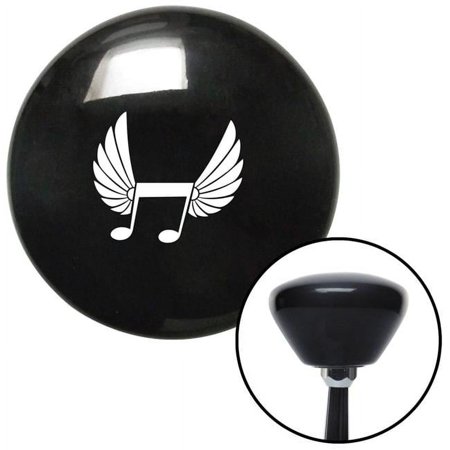 White Musical Note with Wings Black Retro Shift Knob with M16 x 1.5 Insert Shifter