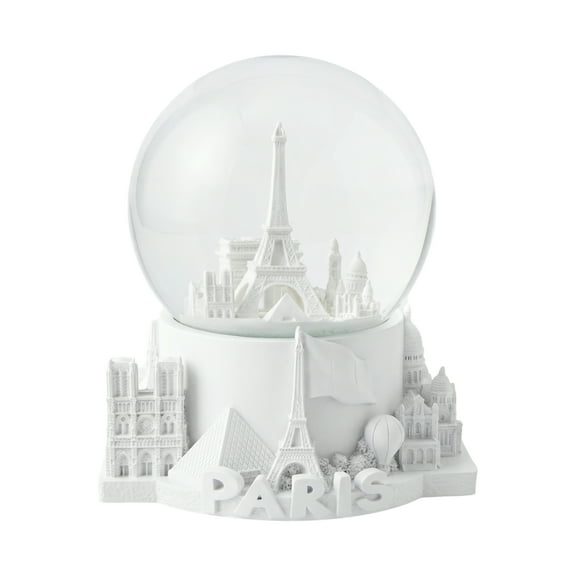 White Musical Paris Snow Globe 5.75 Inches