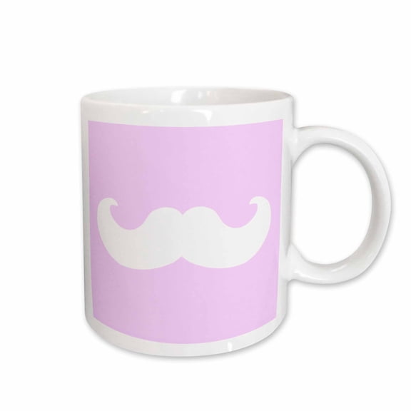 3drose, White Mustache on Pastel Pink - Ironic Hipster Moustache - Humorous - Fun - Whimsical - Funny, 11oz Mug
