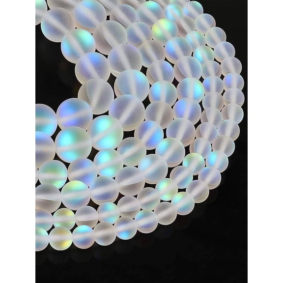 White Mystic Aura Quartz Gemstone Frosted Matte Titanium Round Loose Spacer Beads 6mm Full Strand Crystal Healing Power Quartz