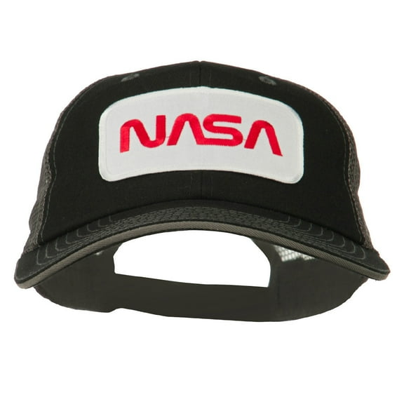 White NASA Big Size Cotton Twill Mesh Patched Cap - Black Grey XL-3XL