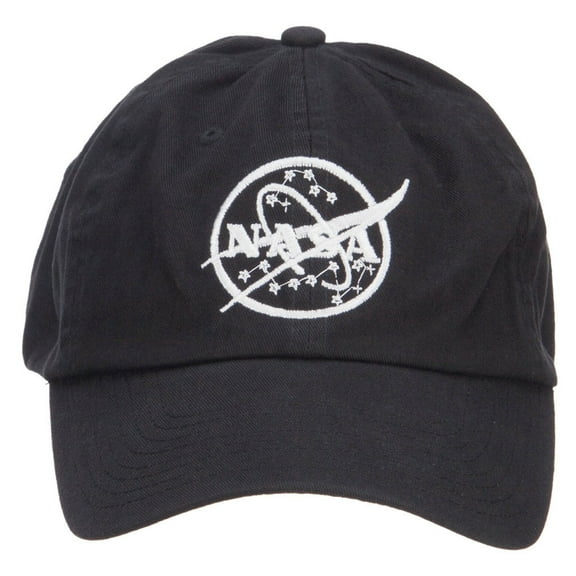 White NASA Logo Embroidered Low Cap - Black OSFM