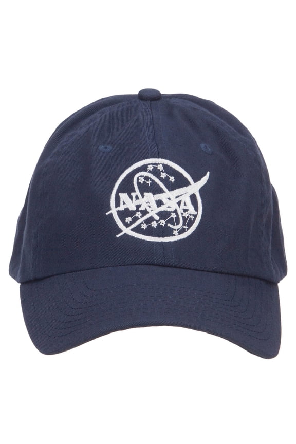 White NASA Logo Embroidered Low Cap - Navy OSFM