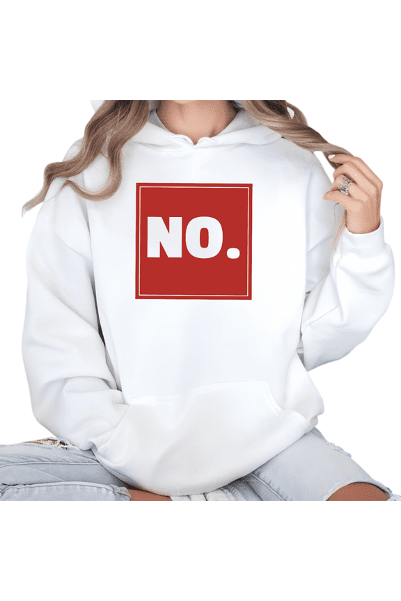 White NO. Red Square Print Hoodie Graphic Hoodies Sweatshirts Casual Loose Fit Hooded Tops S-2XL