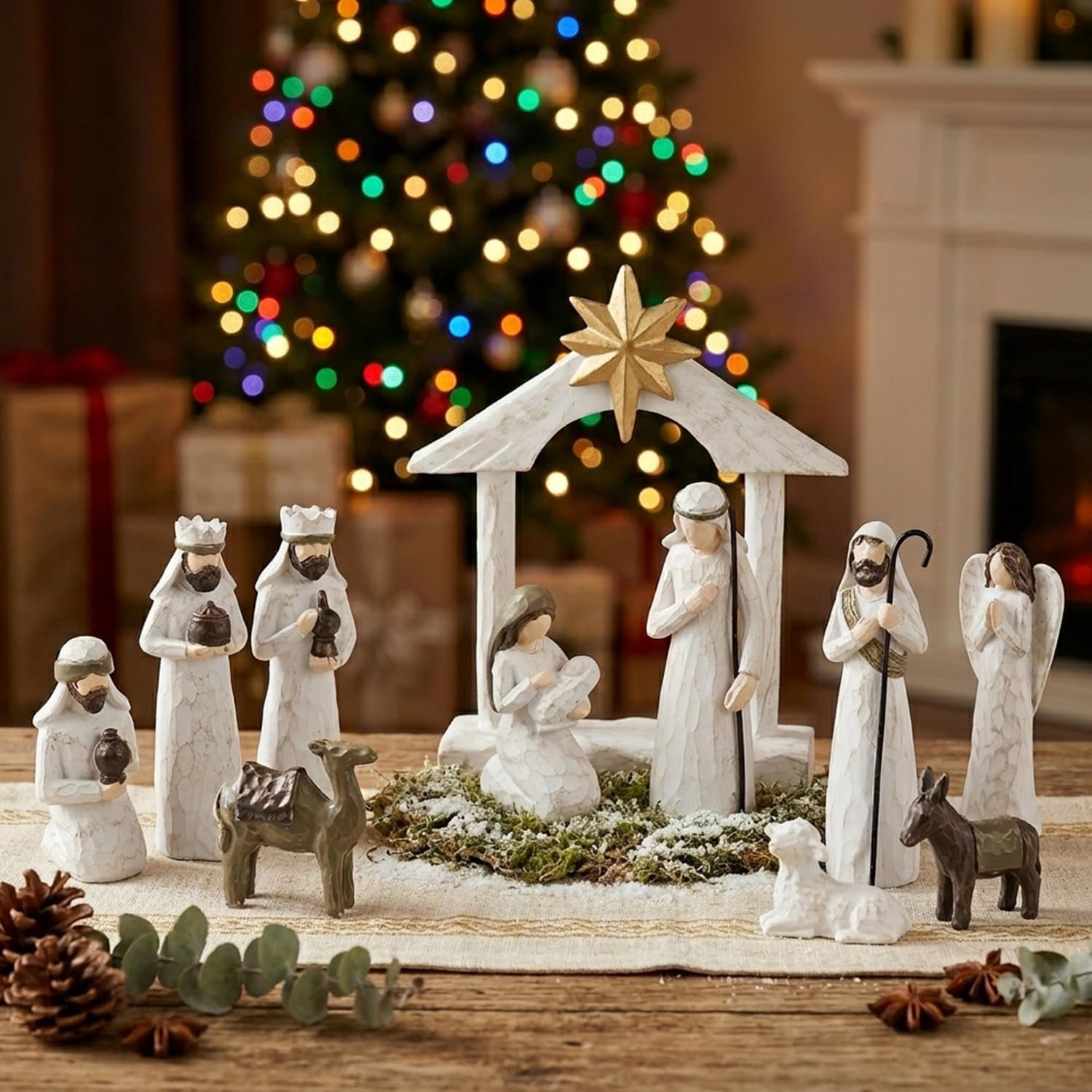 Custom Nativity Set White Nativity Set, Resin Small Christmas Nativity Figurine - Walmart.com