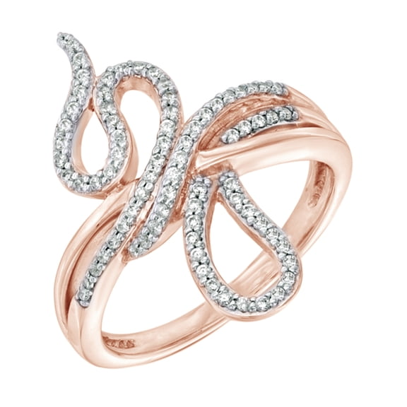 AFFY White Natural Diamond Abstract Loop Promise Ring in 10k Rose Gold