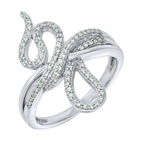 AFFY White Natural Diamond Abstract Loop Promise Ring in 10k White Gold