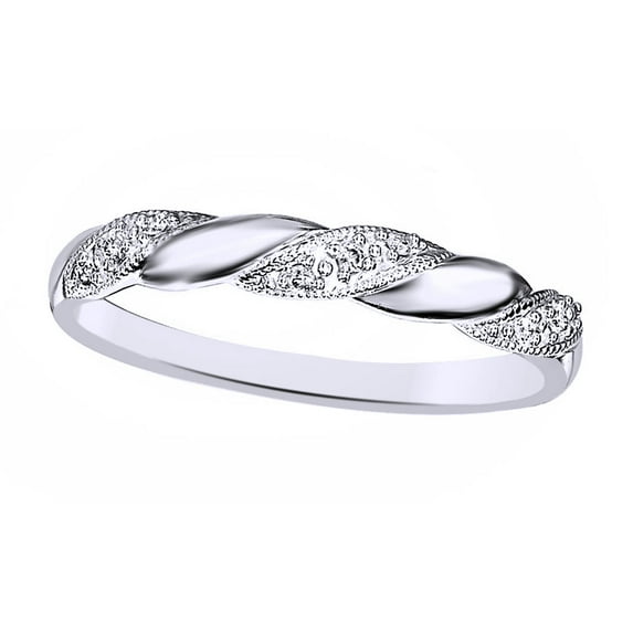 AFFY White Natural Diamond Accent Anniversary Ring In 10k White Gold (0.05 Cttw)