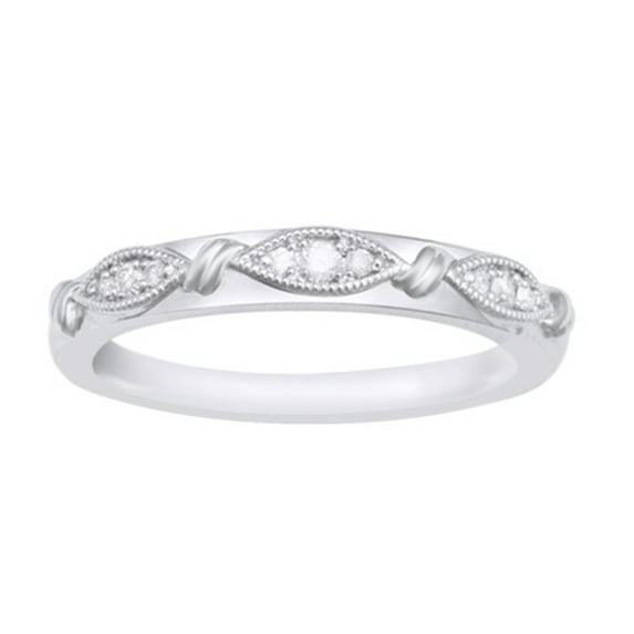AFFY White Natural Diamond Accent Anniversary Ring In 10k White Gold (0.08 Cttw)