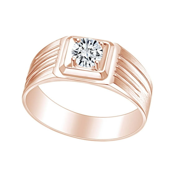 AFFY White Natural Diamond Accent Anniversary Wedding Band Ring 14k Solid Rose Gold (I-J Color, I2-I3 Clarity, 0.08 Cttw) Ring Size-13
