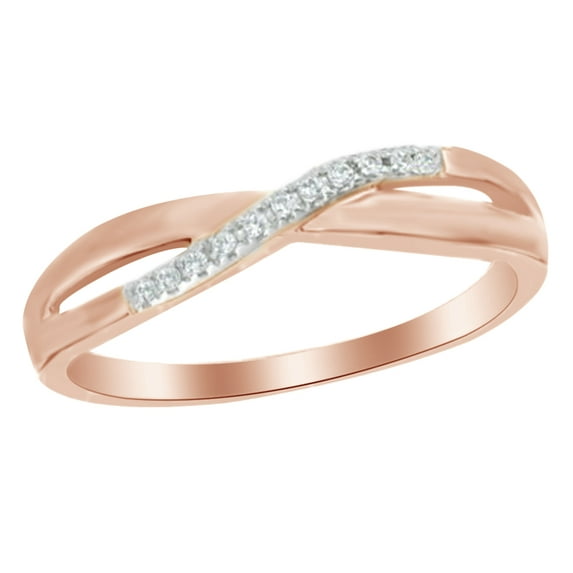 AFFY White Natural Diamond Accent Criss-cross Wave Band Ring In 10k Rose Gold