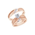 thumbnail image 1 of AFFY White Natural Diamond Accent Engagement & Wedding Trio Band Ring Set In 10k Rose Gold (0.04 Cttw), 1 of 1