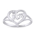 thumbnail image 1 of White Natural Diamond Accent Mom Heart Ring In 10k White Gold (0.01 Cttw), 1 of 7