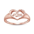 thumbnail image 1 of AFFY White Natural Diamond Accent Mom & Heart Ring In 14k Rose Gold Over Sterling Silver (0.02 Cttw), 1 of 6