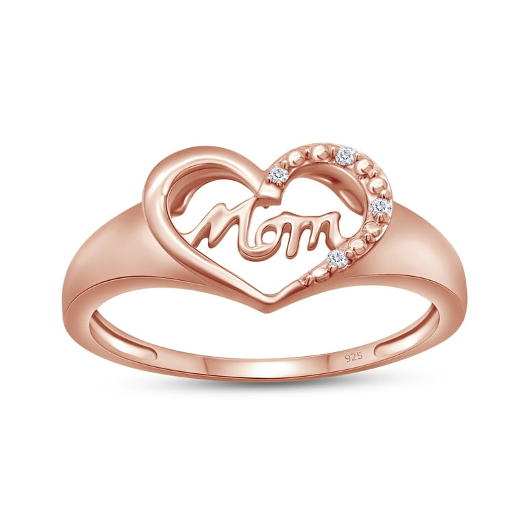Sterling Silver Diamond Accented Heart Mom Ring Sterling Silver Diamond Accented Heart Mom Ring