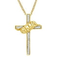 thumbnail image 1 of AFFY White Natural Diamond Accent "NANA" Cross Pendant Necklace in 14K Yellow Gold Over Sterling Silver, 1 of 1