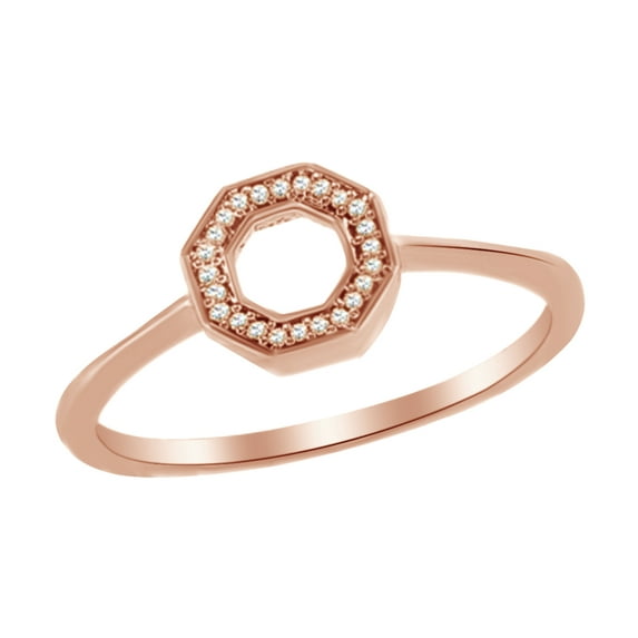 AFFY White Natural Diamond Accent Outline Octagon Ring In 10k Rose Gold