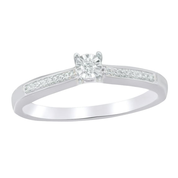 AFFY White Natural Diamond Accent Promise Ring In 10k White Gold