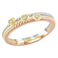 thumbnail image 1 of AFFY White Natural Diamond Accent Rope Textured Heart Stackable Three Ring Set in 10K Tri-Tone Solid Gold, 1 of 1